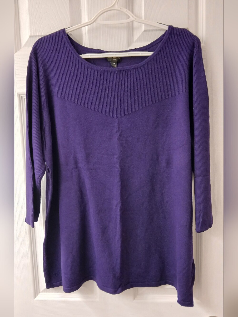Worthington Woman Sweater – 0X – Dark Plum – Ribbed Front & Sleeves
